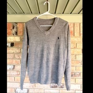 Medium Ralph Lauren polo v neck grey sweater